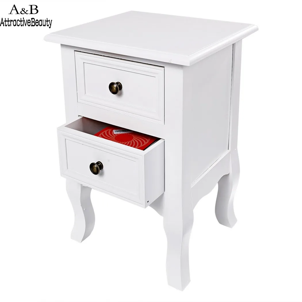 

Homdox Wooden Bedside Table Cabinet Nightstand with Two Drawers N40*