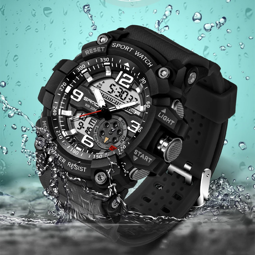 Men Watches 2016 New Brand SANDA Men Sport Digital LED Watch Casual Military Multifunctional Wristwatch 5ATM Water Resistant