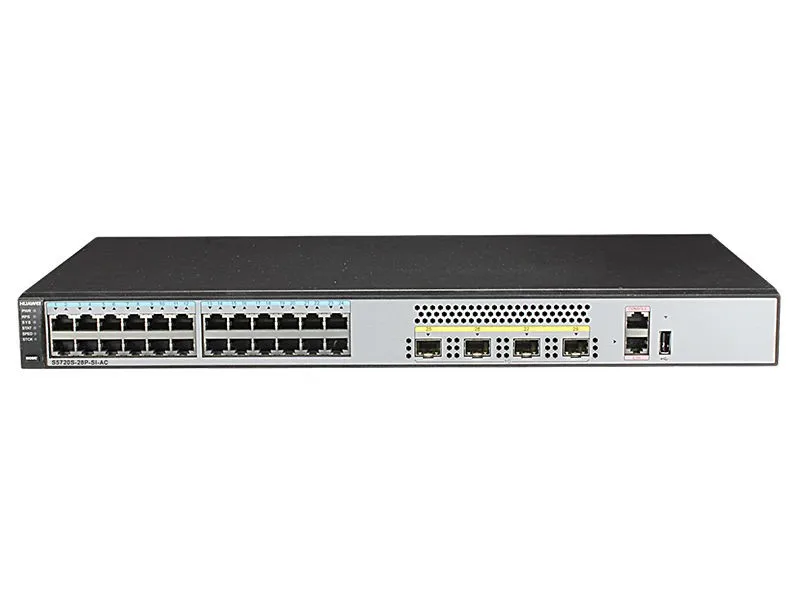HW Ethernet коммутатор S5720S 28P SI AC (24 порта 10/100/1000 4 гига SFP 110/220 в)|Оптоволоконное