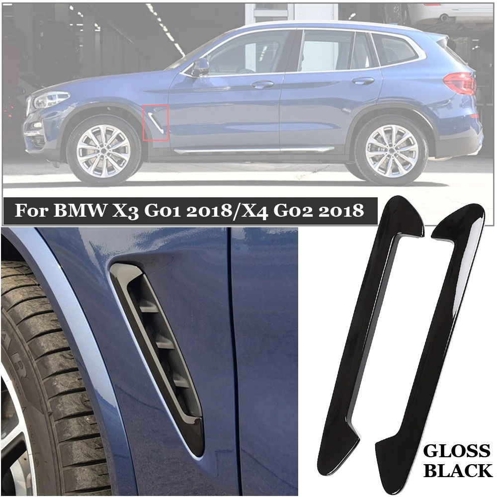 

2pcs Car Side Air Vent Outlet Cover Fender Trim Strip Decorative Sticker Accessories Part Suitable For BMW X3 X4 2018-2019
