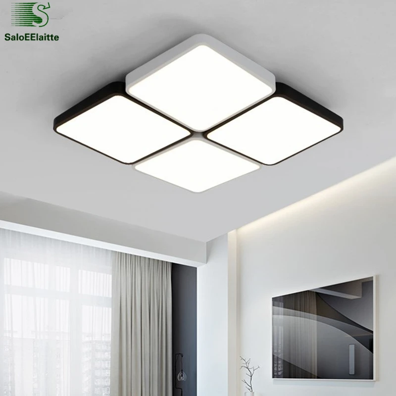

Modern Minimalism Grid Led Dimmable Ceiling Chandelier luminaria Lustre Led Chandelier For Foyer Geometric Square Metal Lamp
