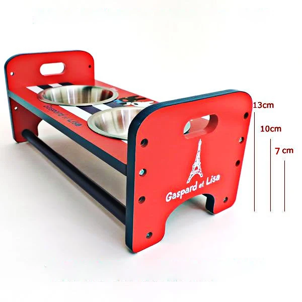 Совершенно новые двойные миски для домашних животных из Нержавеющей Стали, Миски Для домашних животных, прекрасный дизайн, деревянный стол, миски для собак с подставкой