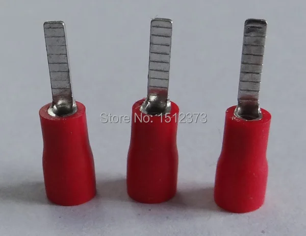 250 шт./лот предварительно изоляционный плоский штекер DBV1.25-10 22-18AWG(0,5-1,5 квадратных метров) красный цвет