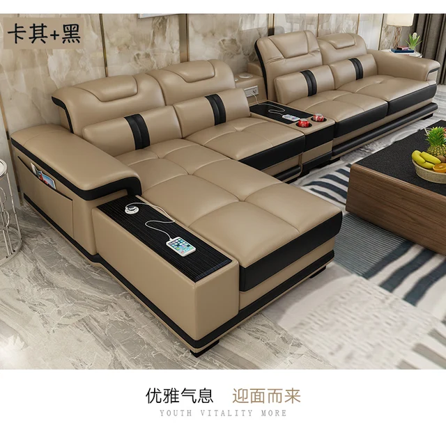 Living Room Sofa Set Corner Speaker Real Genuine Cow Leather Living Room Sofa Set Corner Speaker Real Genuine Cow Leather Sectional Sofas Minimalist Muebles De