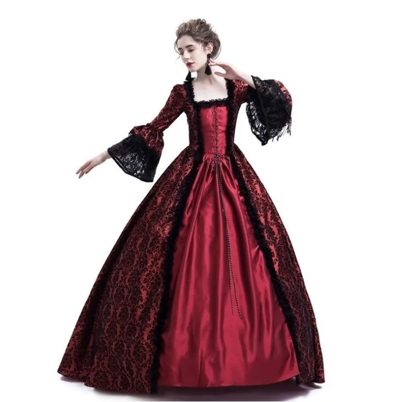 

Cosplay Medieval Palace Princess Dress Adults Halloween Costumes for Women 2018 Lace Long Sexy Plus Size Party Helloween Costume