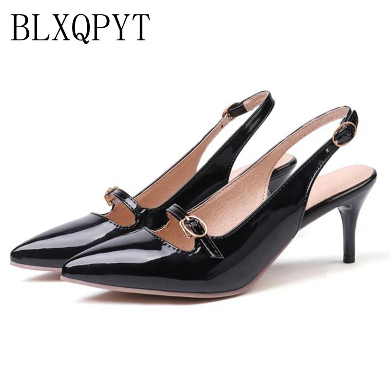 

BLXQPYT SUPER Big and Small 30-48 Size 4 Color New Spring Autumn Women's Pumps Women Shoes Round Toe Square Heel X-11