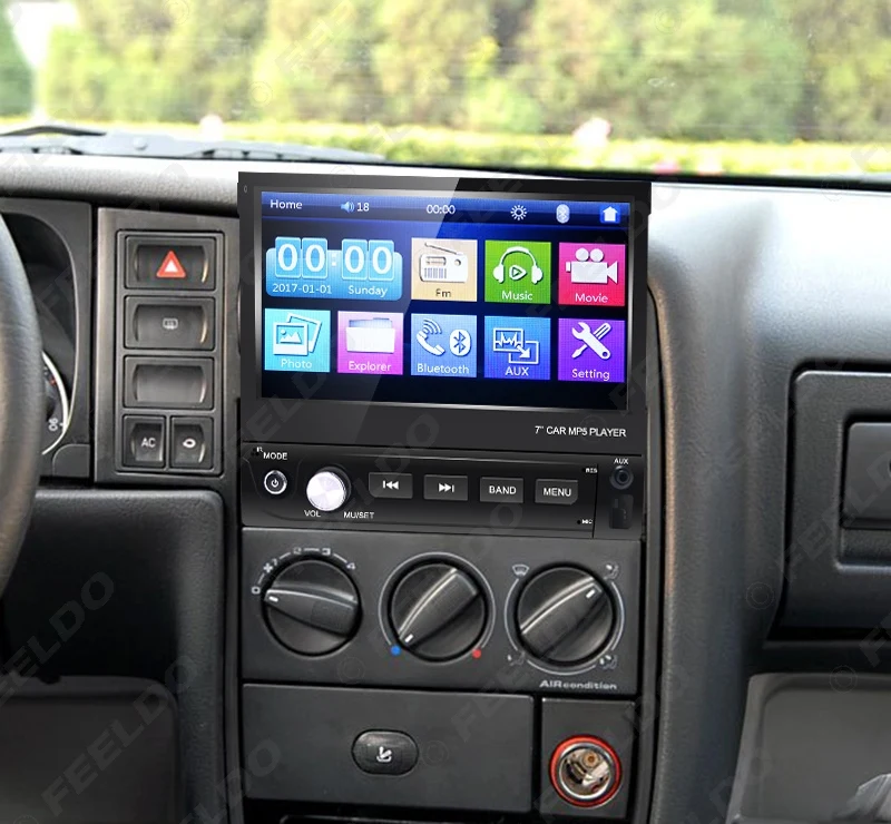 FEELDO 7 дюймов 1DIN In dash Manumotive ультра тонкий WinCE Автомобильный Bluetooth Радио USB 1080P MP5