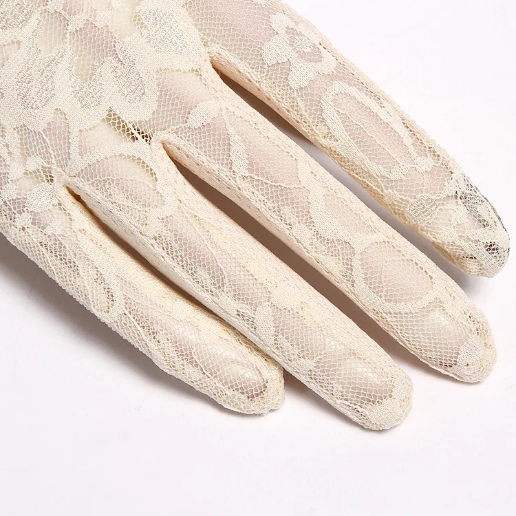 Летние женские короткие солнцезащитные перчатки с защитой от ультрафиолета для вождения, кружевные перчатки на весь палец, весенние