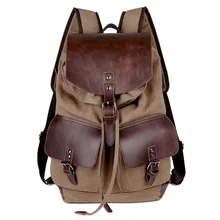 High Quality Vintage Fashion Casual Canvas Microfiber Leather Women Men Backpack Backpacks Shoulder Bag Bags For