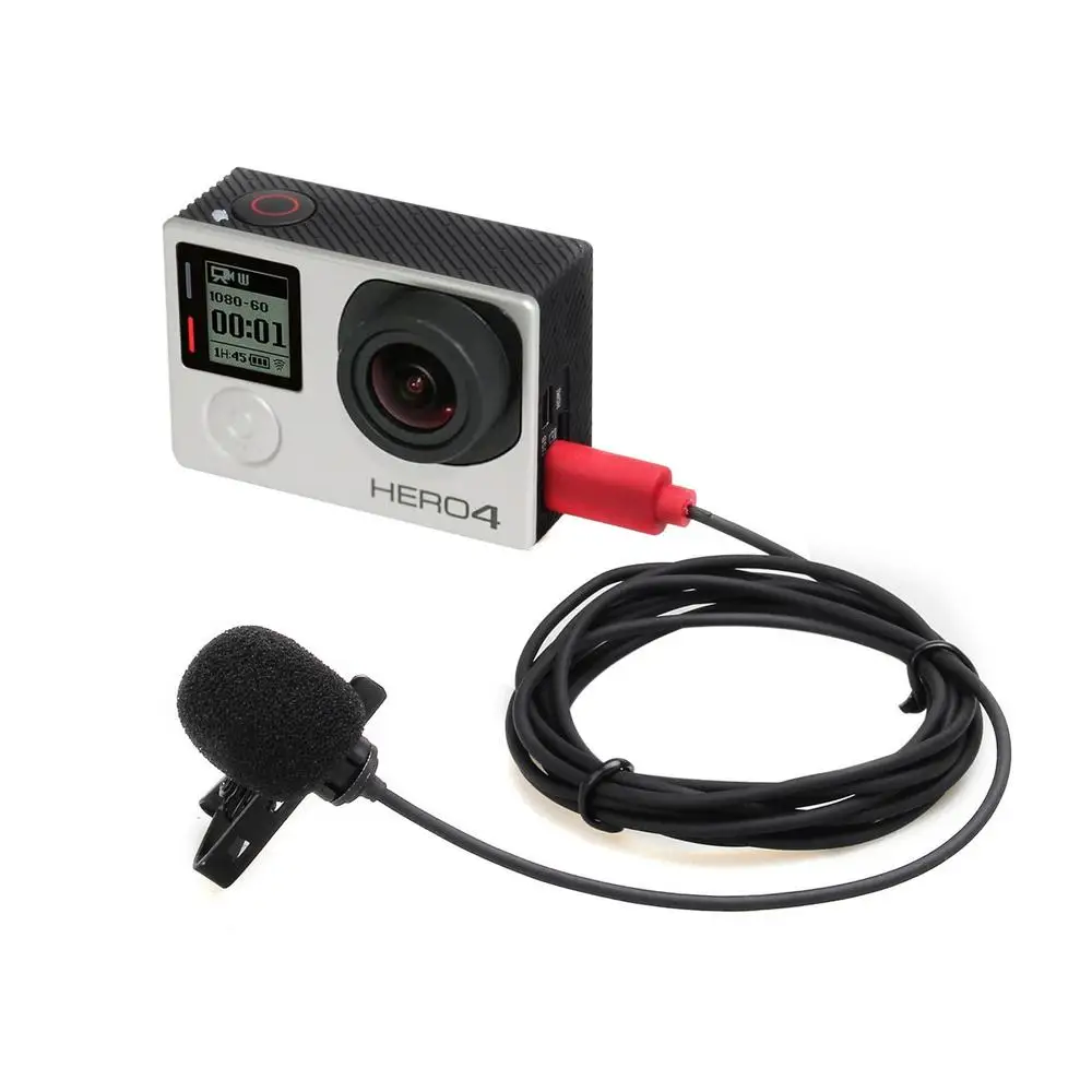 Всенаправленный микрофон с креплением для GoPro HERO 3 + 4 5|lavalier microphone|microphone for gopromic