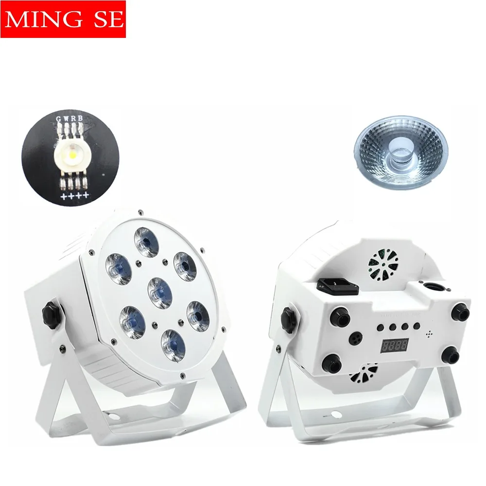 

Free Shipping 7*12w Ultra Bright Slim Flat White Led Par Light 7x12W Smooth RGBW Color Mixing DMX 4/8 Channels Stage Wash