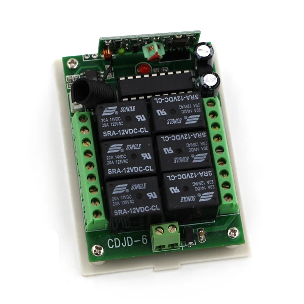 DC 12V 315/433 7A RF Wireless Remote Control Switch 6CH Relay Receiver learning code for Home Smart Control SKU: 5432