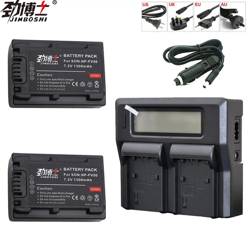2 шт. NP-FV50 NPFV50 NP FV50 аккумуляторная батарея для камеры + LCD двойное быстрое зарядное