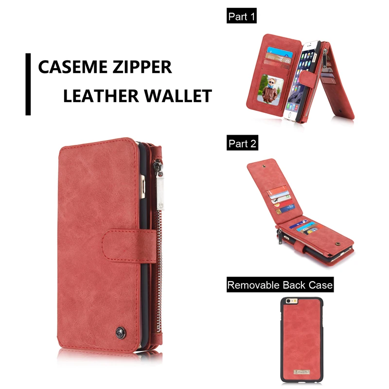 

CaseMe Leather Wallet Case For Apple iPhone 5 5s SE 6 6S 7 8 Plus X XS Max XR Multi-functional Magnet Cover Phone Cases