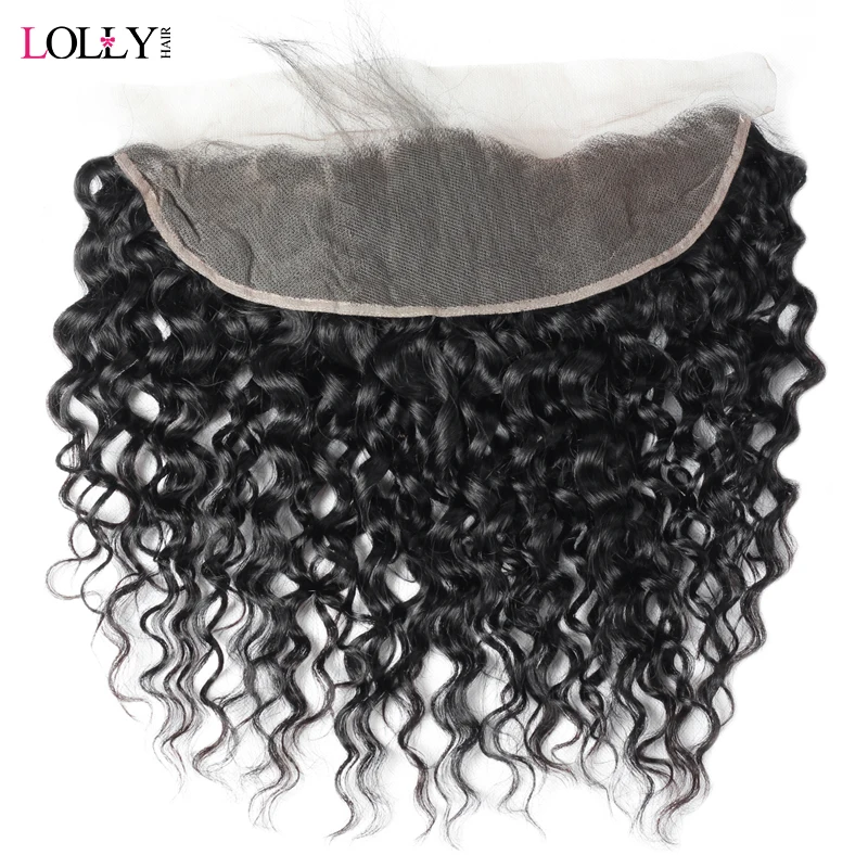 

Lolly Hair Brazilian Water Wave Frontal with Baby Hair Free Part Human Hair Frontal Non Remy Pre Plucked Lace Frontal 13x4 inch