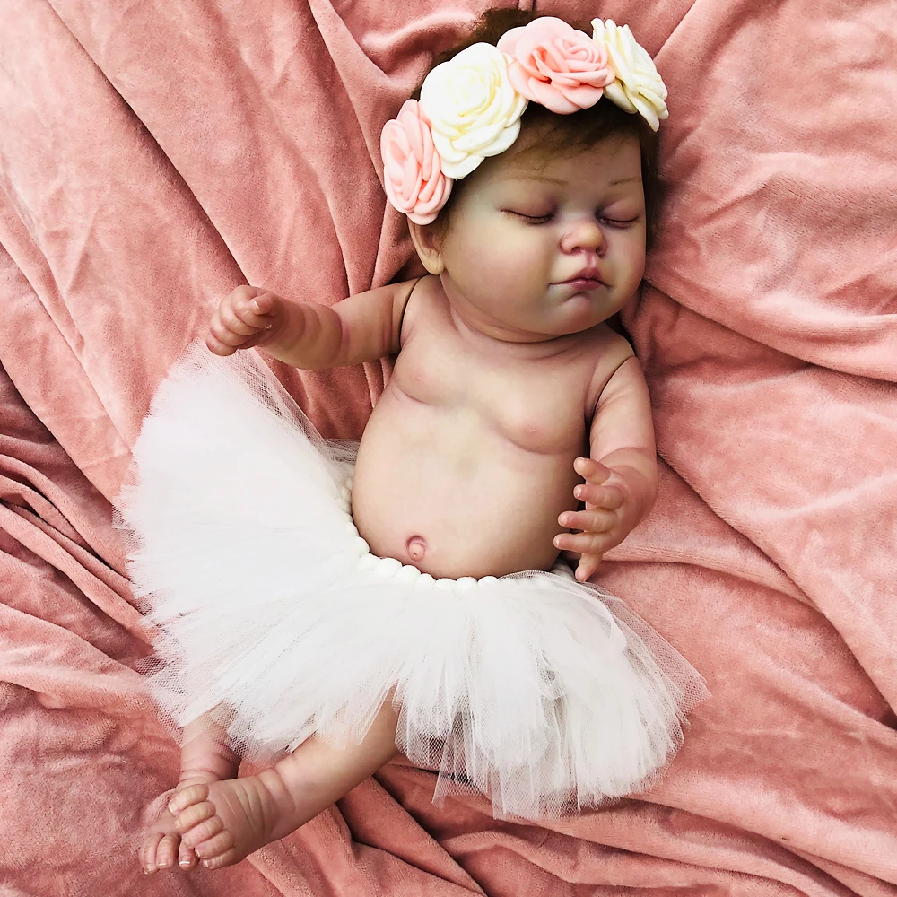 50 Super-simulated Full Silicone Reborn Baby Doll Toy Masterpiec Newborn Girl Babies Amazing Painting Bebe Collectible doll