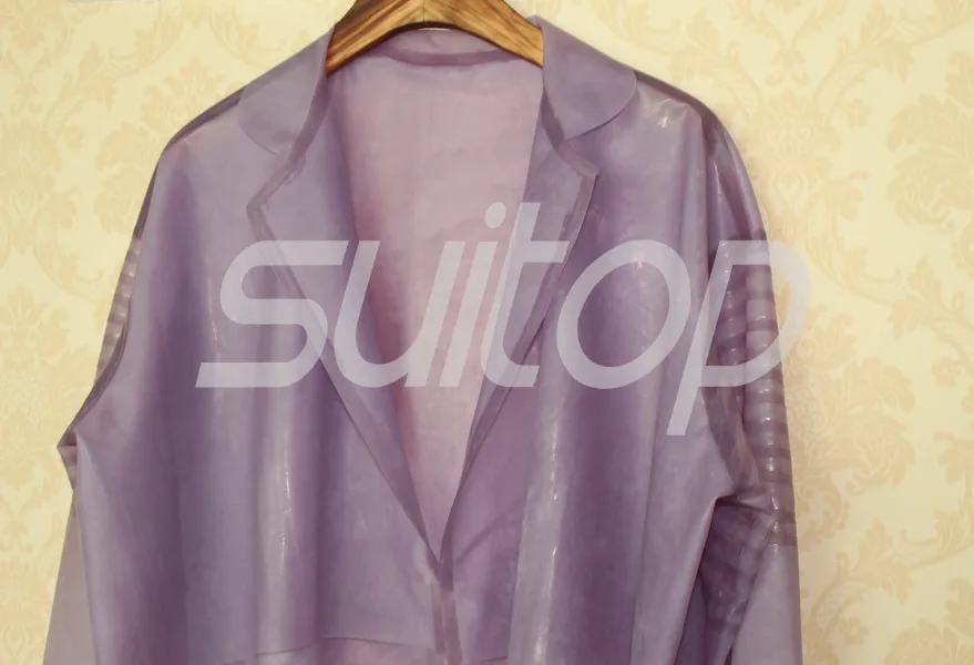 lavender transparen Женская латексная куртка резиновая одежда в trasparent латекс - Цвет: lavender transparen