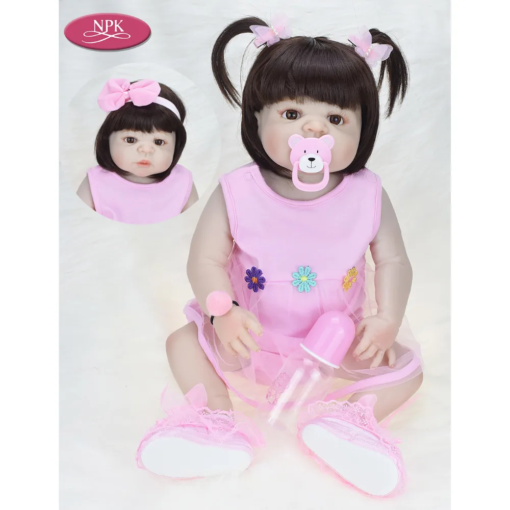 

NPK Full Silicone Reborn Baby Doll Bath Toy 57CM Vinyl Realistic Newborn Babeis Princess Toddler Brinquedos Menina Toys For Girl