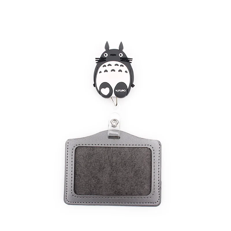 JK138D Cute cartoon Waterproof Retractable Badge Reel with Horizontal style PU ID Business Card Work Card Badge Holder Office Supplies - Цвет: JK138D