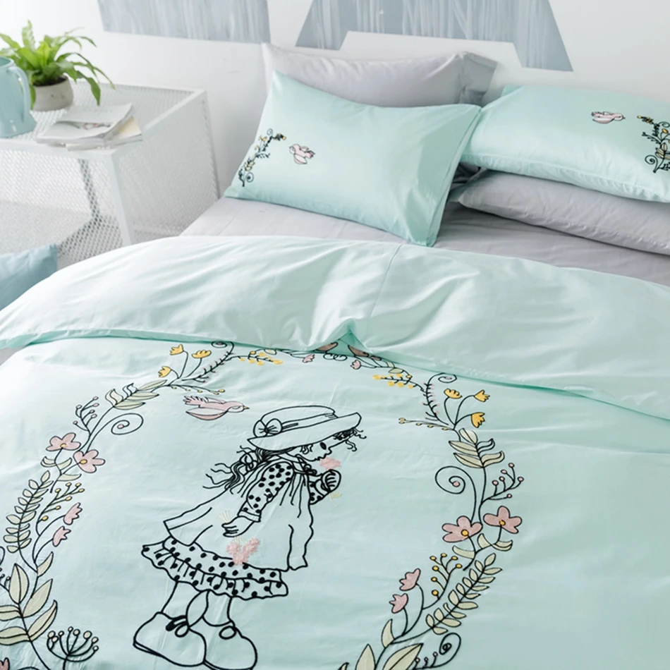 Little Girl Duvet Cover Set Queen King Size Bedding Set 100 Egyptian