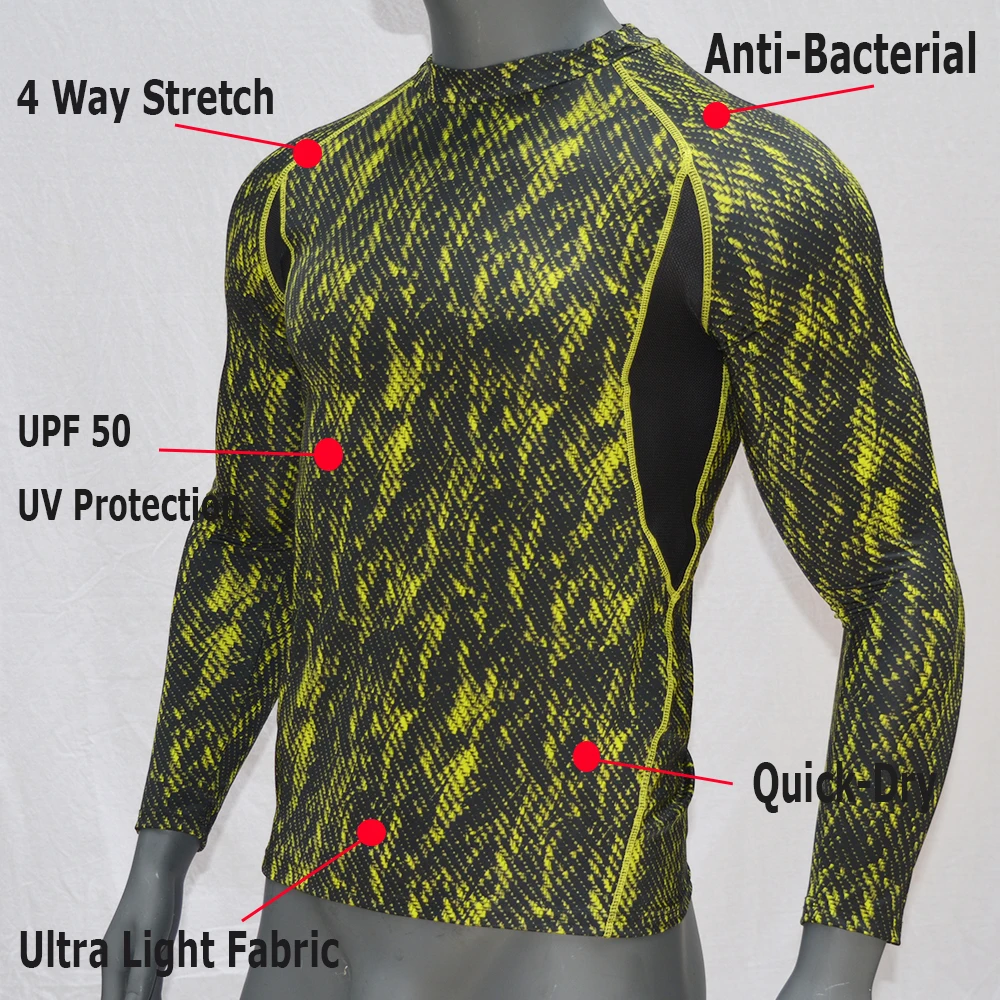 

Quick Dry Surf Rash Guard Shirt 2019 Long-Sleeves Dry-Fit Surfing Top For Male Rashguard UPF50 Breathable Shirts Snorkeling 2019