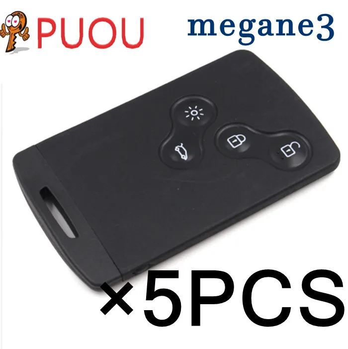 

5pcs/lot 4 Button Remote Card Smart Car Key for Renault Megane 3 clio 4 Koleo with Uncut Key Blade 434Mhz ID46 P7952