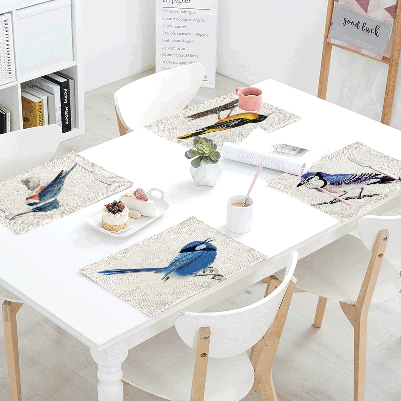 

Cute Bird Simple Style Table Cloth 42*32 CM Magpie Cuckoo Woodpecker Swallow Jaundice Starling Parrot Home Meal Cloth Decoration