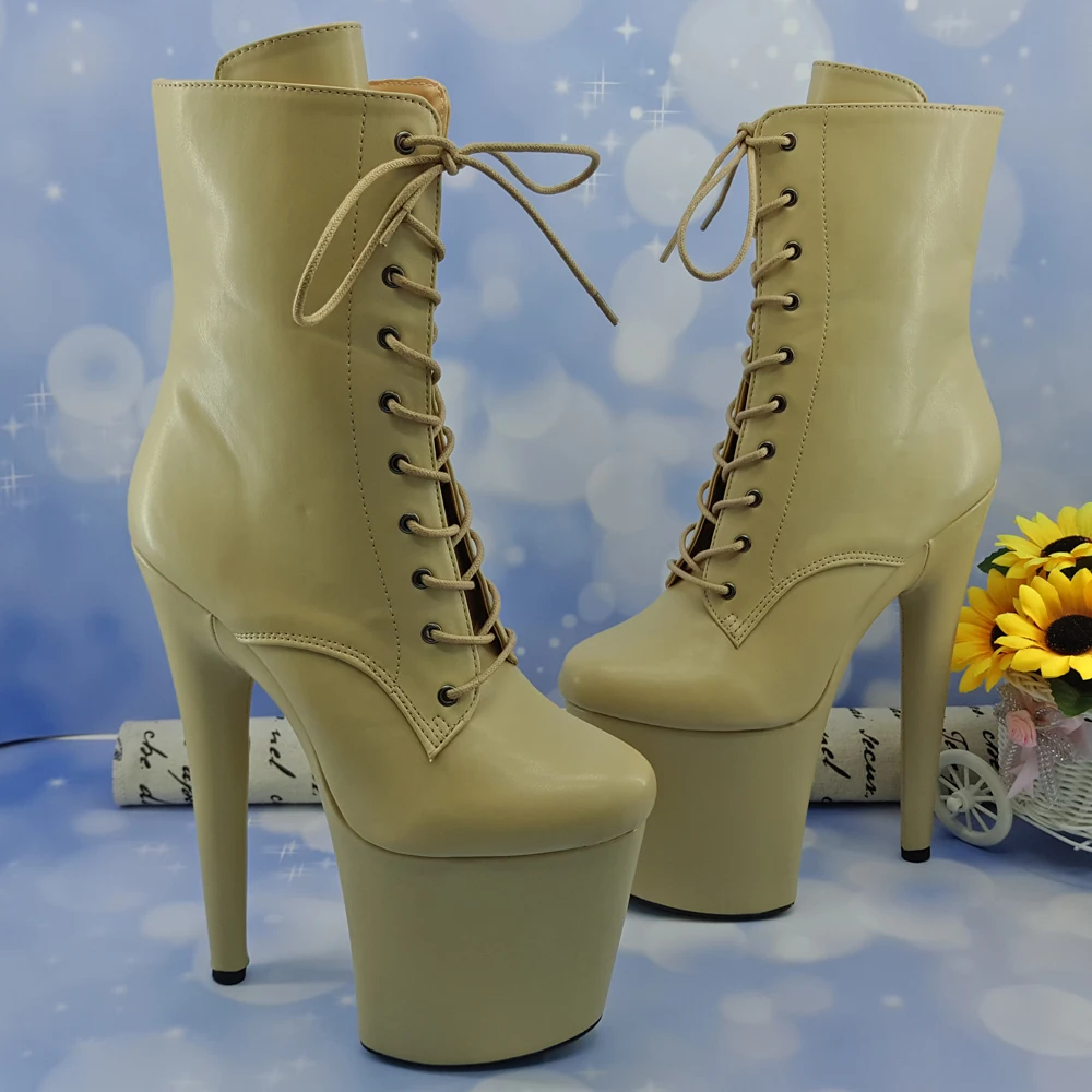Leecabe/8 дюймов/20 см, танцевальные ботинки heels с Сатиновыми материалами, покрытые платформой на высоком каблуке, сапоги с закрытым носком для