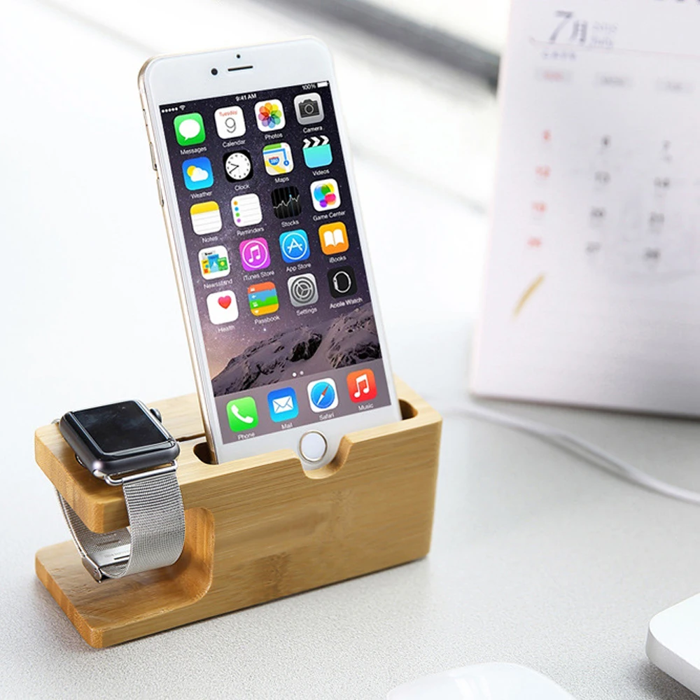 100% полная подставка из натурального дерева держатель бамбука док станция для