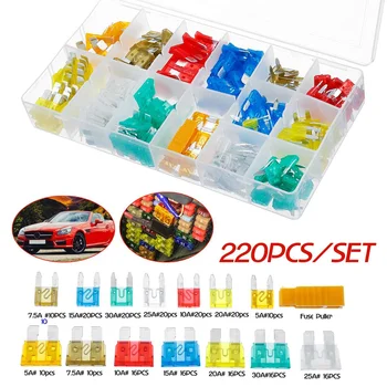 

220PCS/Set 5A 7.5A 10A 15A 20A 25A 30A Mini Blade Fuse Standard Blade Fuse Assortment for Car Truck Fuses Kit APM ATM
