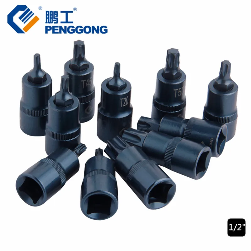 Сетевой адаптер PENGGONG Универсальная головка Torx 1/2 дюйма T20 T25 T27 T30 T35 T40 T45 T50 T55 T60 T70