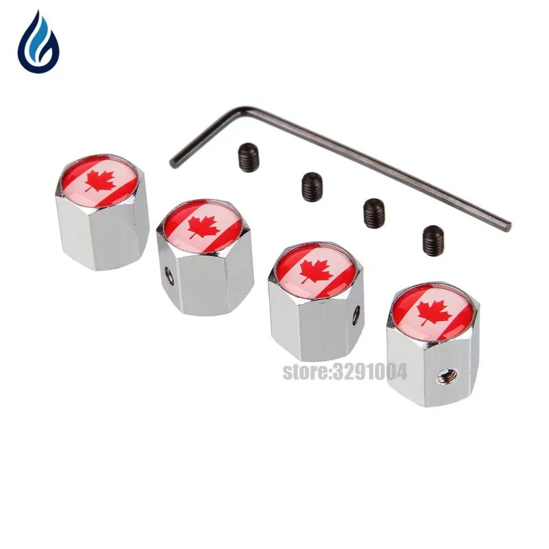 Canadian Flag Car Wheel Tire Valves Caps AntiTheft Cover