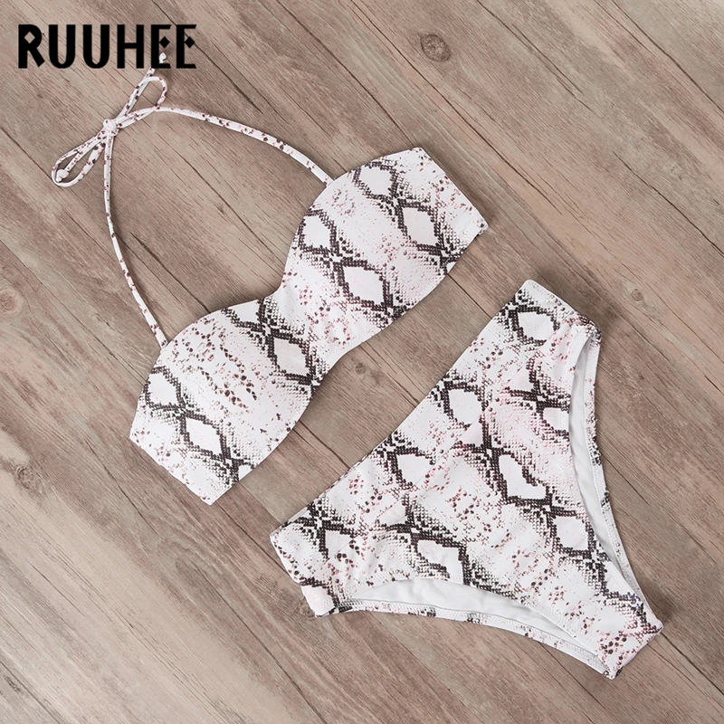 Online RUUHEE Badeanzug Push Up Bikini 2020 Frauen Bademode Bandage Hohe Taille Bikini Set Strap Abnehmbare Badeanzug Weibliche Bademode