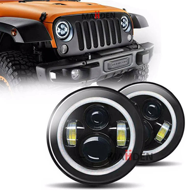 1 пара 7 &quotLED Halo Angel Eye фары с адаптером H4 To H13 для ваз 2101 дюймовый круглый налобный