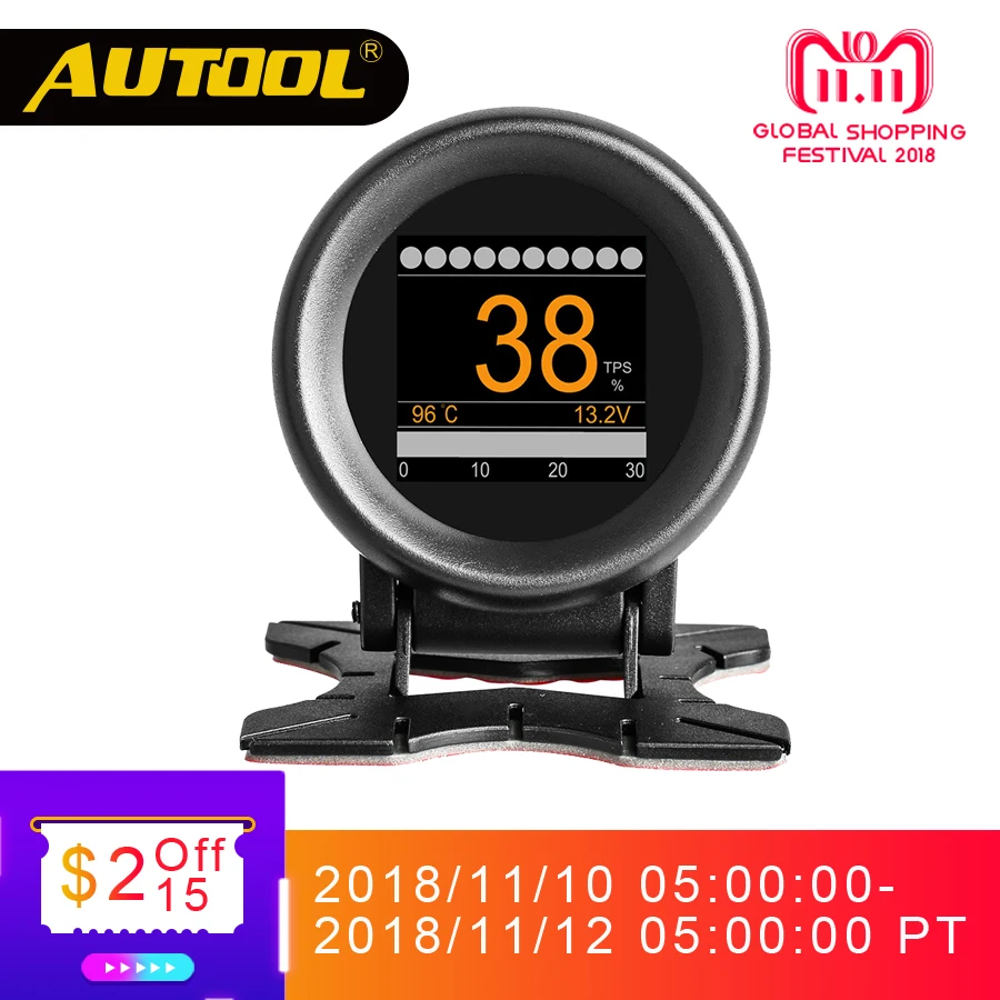 AUTOOL X60 OBD METER OBD 2 HUD Digital Temperature Gauge Digital