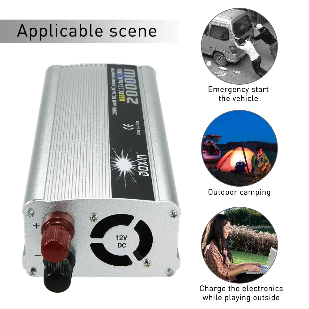 kkmoon 2000W Car Inverter DC 12V to AC 220V 50Hz Portable Cigarette