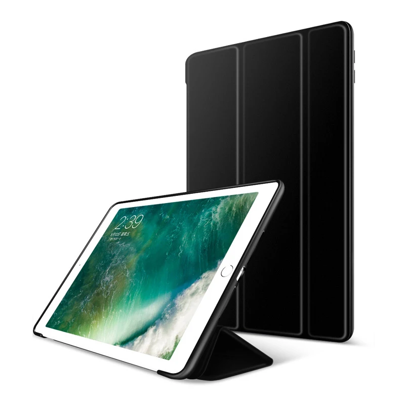 Чехол на айпад 9.7 Мягкая задняя крышка силикона для Apple iPad чехол 9,7-дюймовый TPU для iPad A1822 A1823 Флип смарт чехол - Цвет: Black