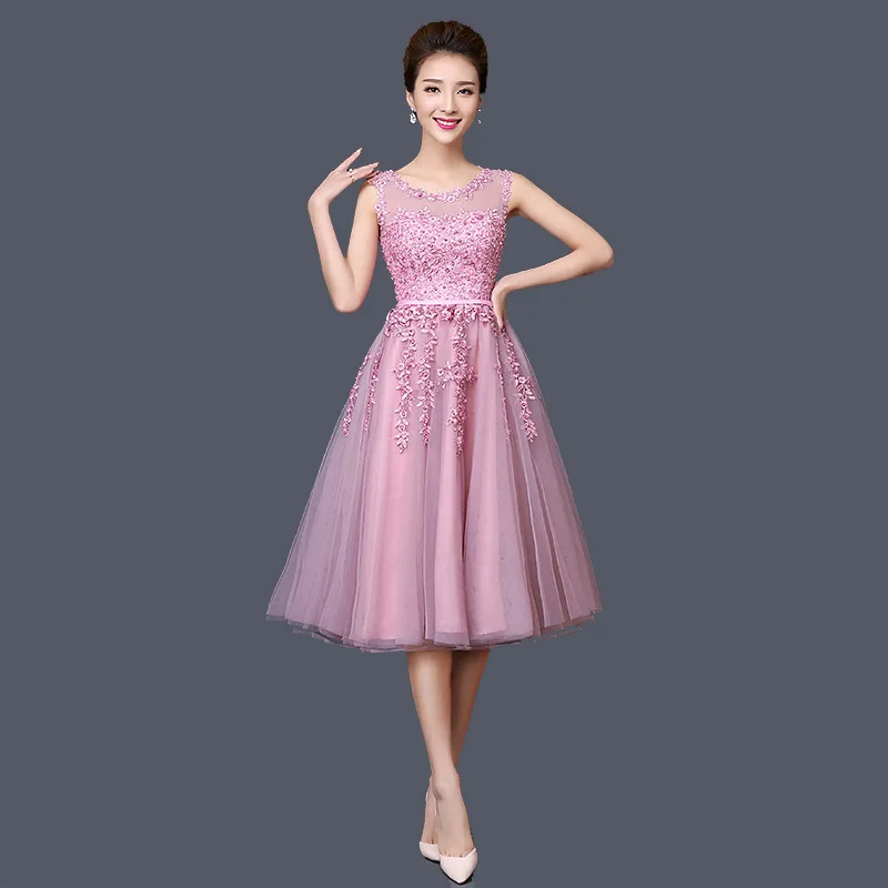 XFYH2316# розовое кружевное короткое выпускное платье подружки невесты тост костюм свадебное платье женское платье на выпускной дешевая одежда оптом