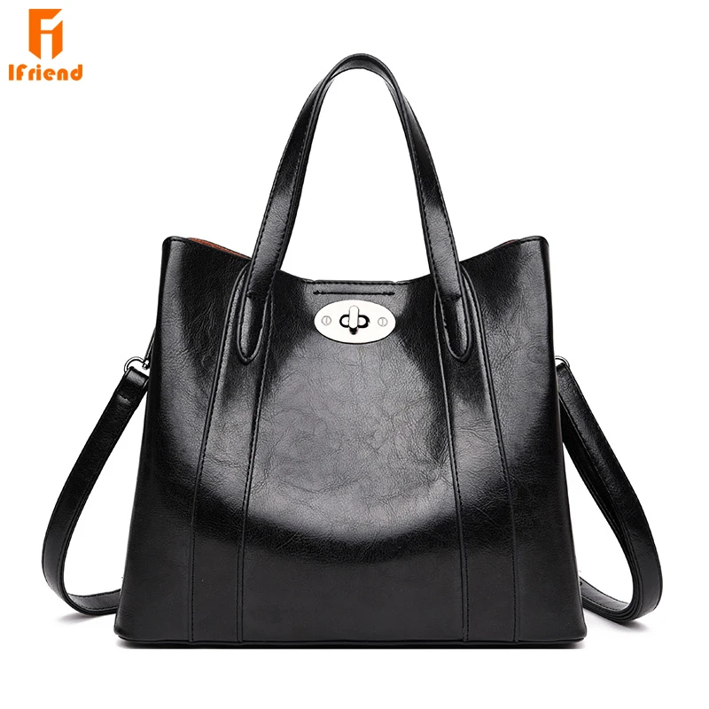 

Retro PU Leather Women Shoulder Bag Big Capacity Top Handle Bag Female Design Messenger Bag Day Totes For Women Bag sac femme