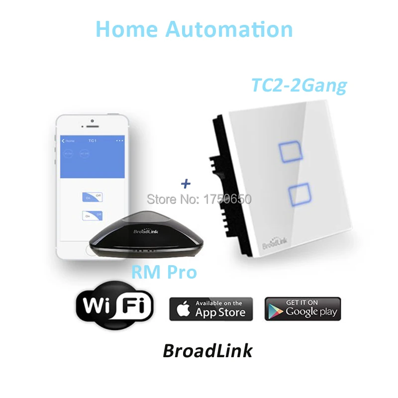 

Broadlink RM RM2 PRO Intelligent Universal Sonoff Switch Controller WIFI IR RF TC2 2 Gang 433 mhz Touch Wall Light Smart switch