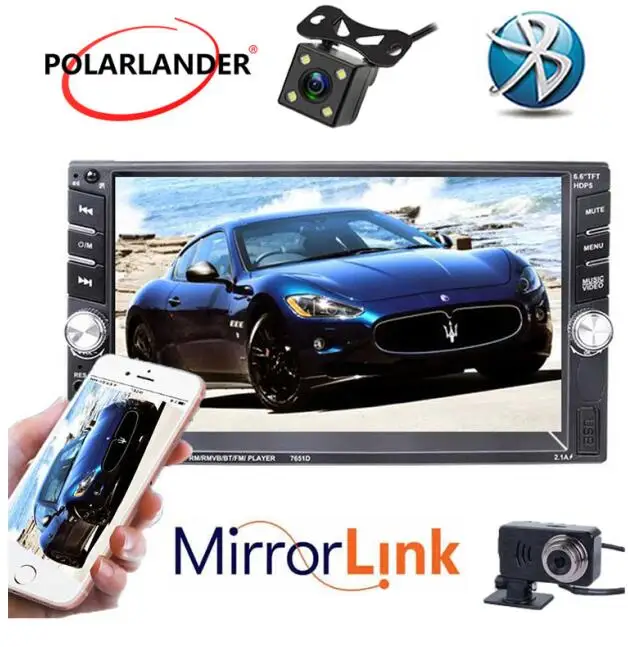 2 Din 7 дюймов Bluetooth 9 languanges пульт дистанционного управления задняя veiw камера + DVR LCD