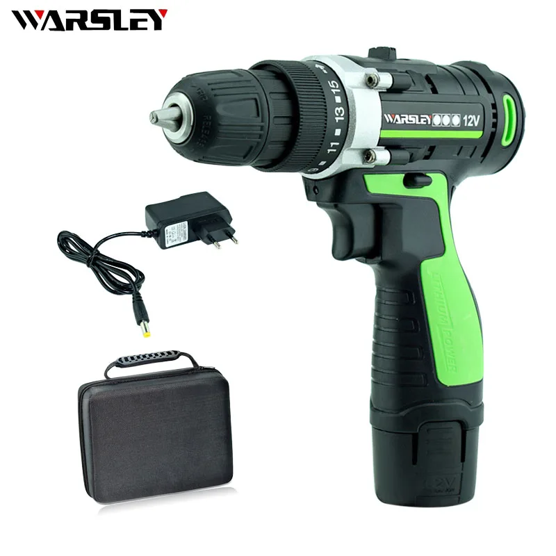 

12V Handheld Electric Screwdriver Lithium Battery Electric Drill Rechargeable Mini Cordless Power Tools EU Plug 2-Speed