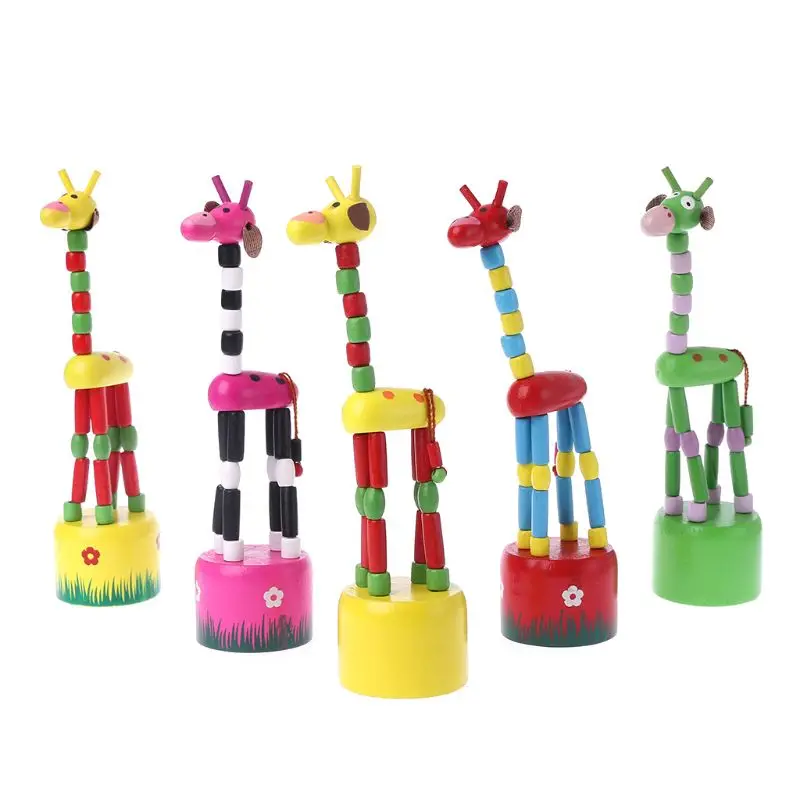 Забавные детские интеллект Развивающие деревянные красочные качалки жираф игрушка танцы Стенд подарок