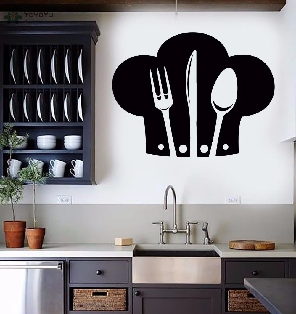 YOYOYU Wall Decal Kitchen Wall Stickers Vinyl Chef Hat Pattern Restaurant Home Decor Interior Accessories Art Design Mural CY9