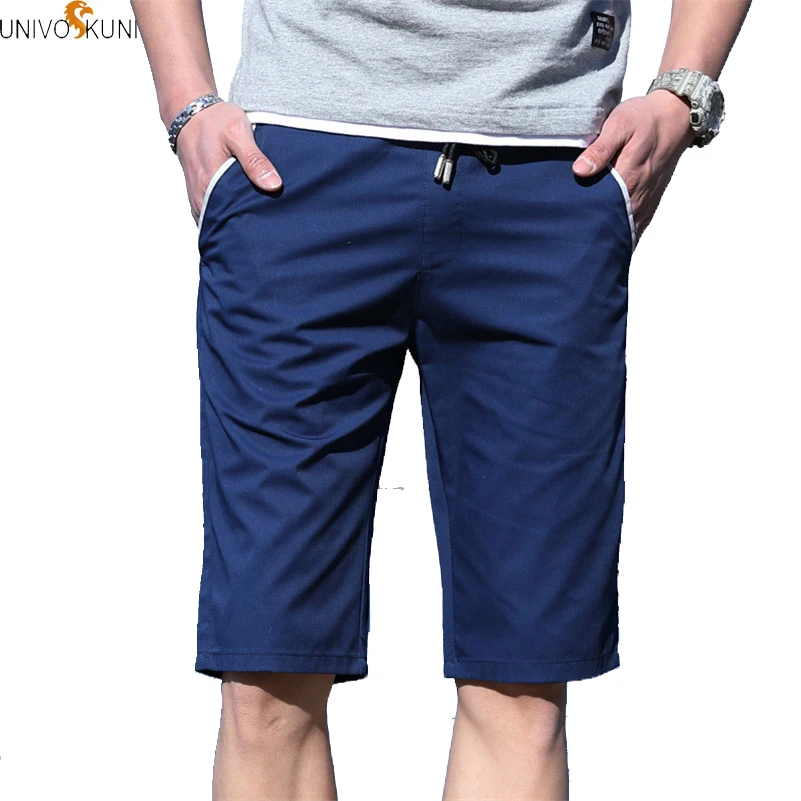 

2018 Summer High Quality Men Shorts Fit Slim Leisure Pencil Shorts Csaual Sportswear Solid Kness-length Plus Casual Shorts Q552