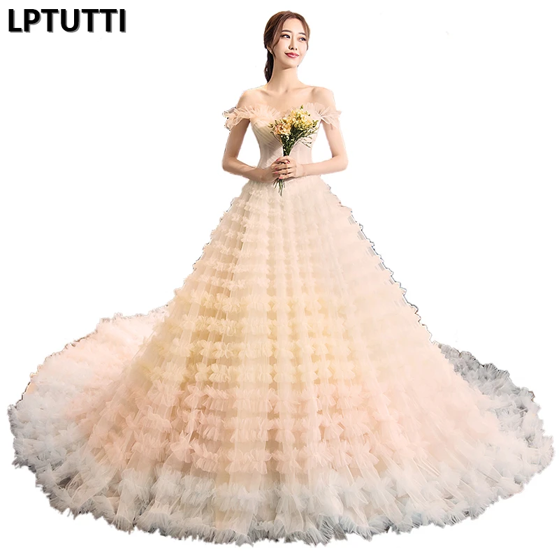 

LPTUTTI Ruched New Vintage Princess Bridal Marriage Gown Boho Bride Simple Party Long Luxury Events Wedding Dress