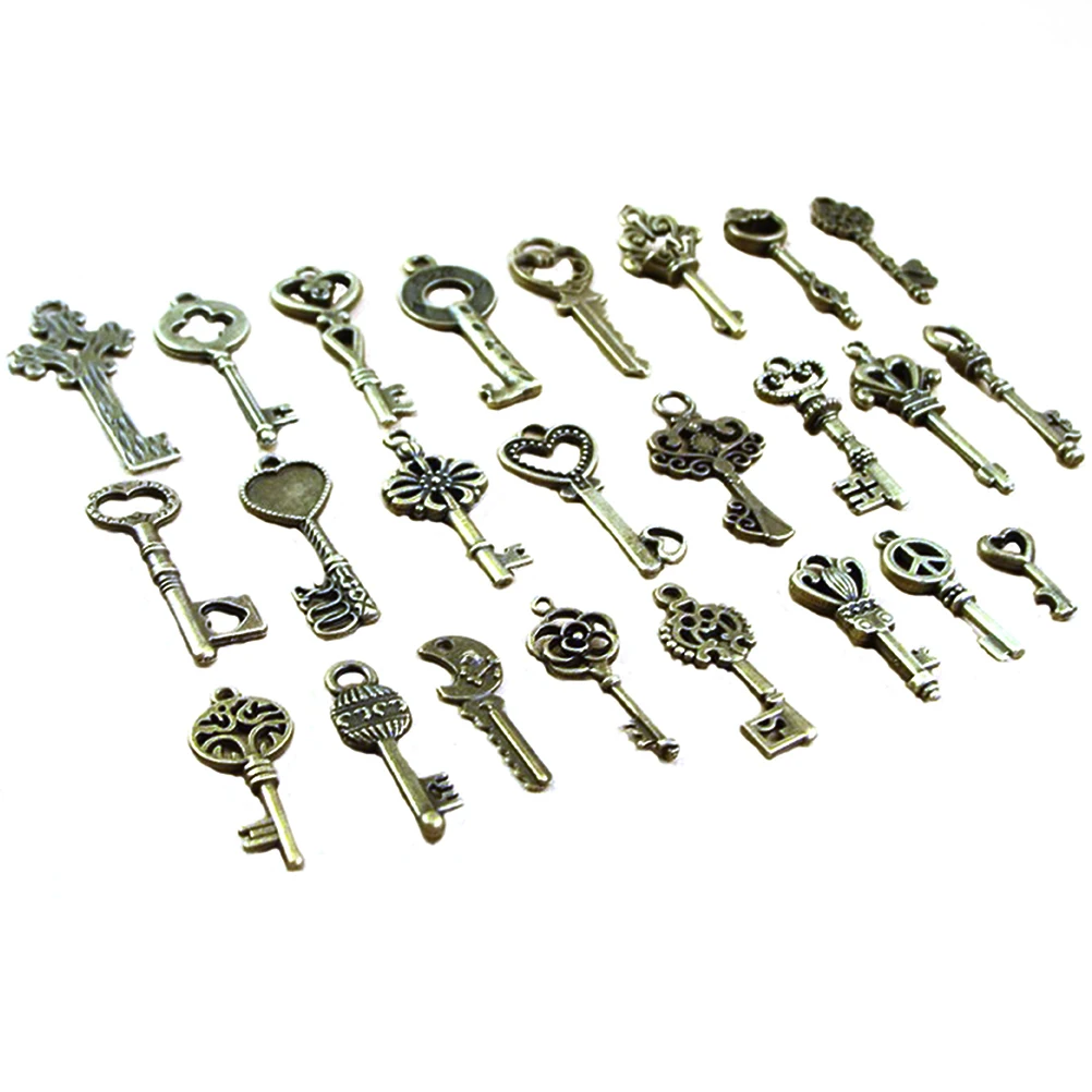 

Pack of 40 Antique Bronze Skeleton Keys Charm Pendants Set Fancy Heart Bow Charm Pendants Handmade Accessories for DIY Jewelry