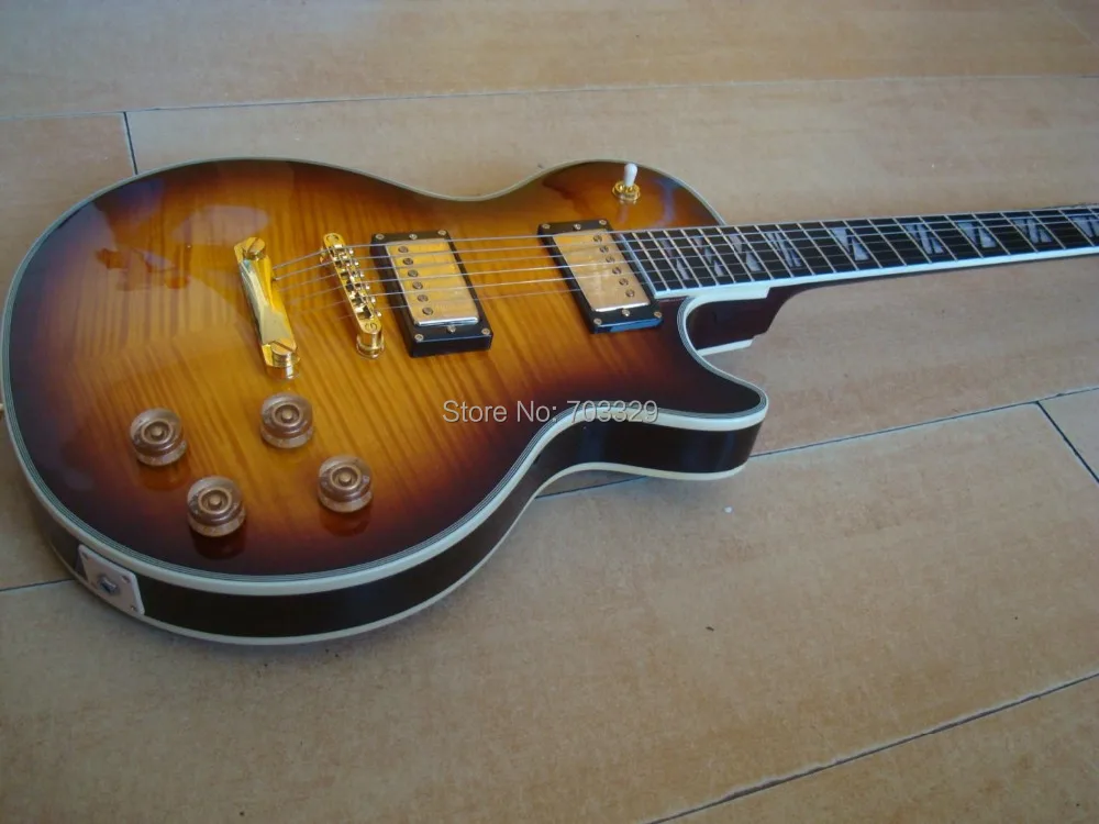 

Free shipping vintage sunburst VS brown OEM custom shop supreme flame top Mahogany Metallica Metallica power sounds humbucker
