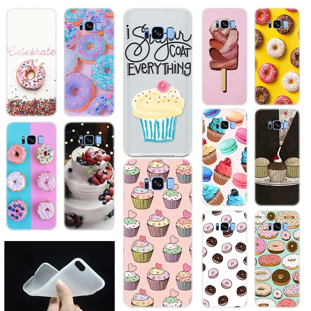 

Tasty Cup cake Donuts dessert Pattern Phone Case Cover For Samsung Galaxy S6 S7 Edge S8 S9 Plus S10 plus E Note 8 9 10 pro