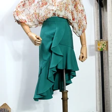 Элегантная Новая мода нерегулярные высокая талия оборками Русалка труба юбка плюс размеры 3XL